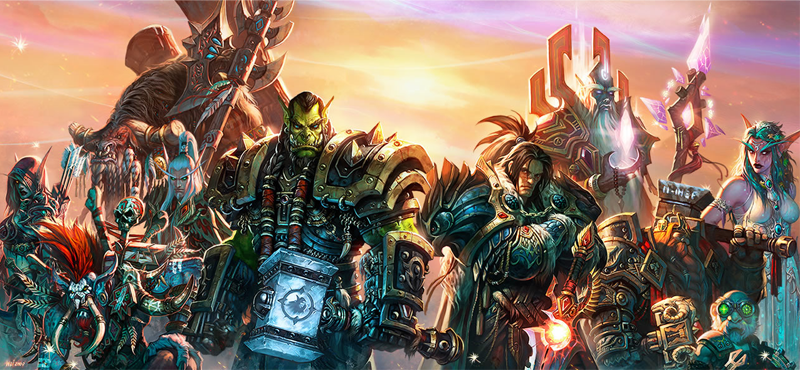 From left to right (big breath!): Forsaken, Troll, Tauren, Blood Elf, Orc, Human, Draenei, Dwarf, Gnome, Night Elf.